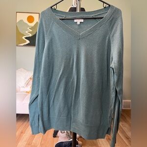 Lucky Brand Women's V-Neck Sweater in Teal Green